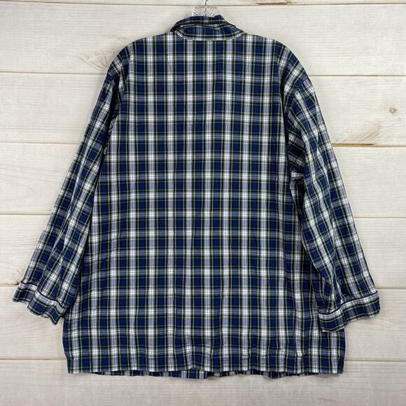 Brooks Brothers Pajamas Set Mens XL Blue Green Plaid All Cotton Pocket Button Up - Picture 11 of 11